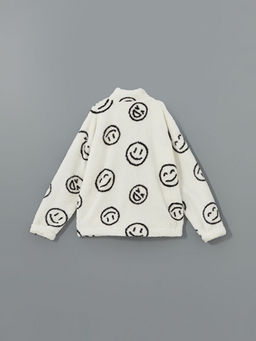 Dik Yaka Pel?? K?z ?ocuk Fermuarl? Sweatshirt