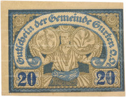 Банкнота 20 геллеров 1920 года Австрия  община Гуртен (Нотгельд)
