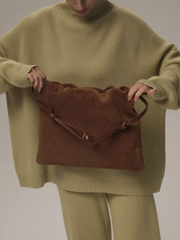 Замшевая сумка Margo DBR 31201 коричневый лист  фото 4