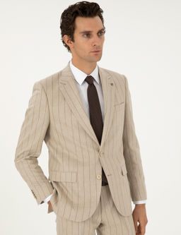 Бежевый зауженный костюм - Cacharel фото 3