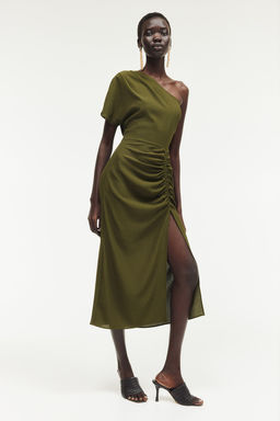 Vestido drapeado de un hombro - H&m фото 3