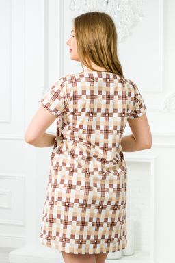 Туника женская из кулирки Руслана бежевая клетка - Амадэль фото 5