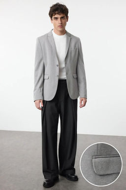 TRENDYOL MAN Gri Regular Fit Dokulu Rahat Esnek Kumas Blazer Ceket TMNAW22CE0235 - Trendyolmilla фото 2