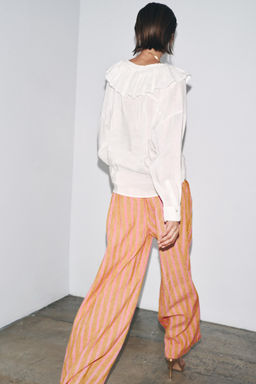 STRIPED LINEN BLEND TROUSERS ZW COLLECTION - Zara фото 3