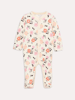 Bisiklet Yaka Desenli K?z Bebek Tulum(0-12 Ay Patikli, 12 Ay+ Patiksiz)