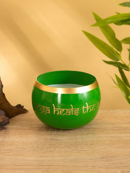 Свеча в чаше Yoga heal the soul, 200 г, 8.5×7 см, соевый воск, зелёная