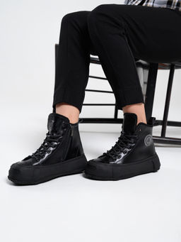 Ботинки 217.PODYUM151bl.Черный/байка