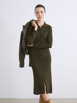 Polo Yaka Triko Elbise