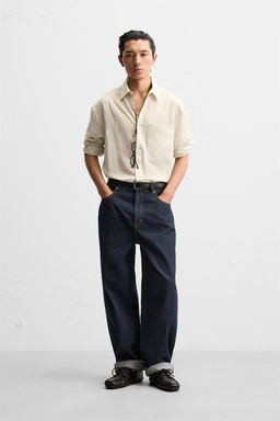 STRIPED CREASED-EFFECT SHIRT