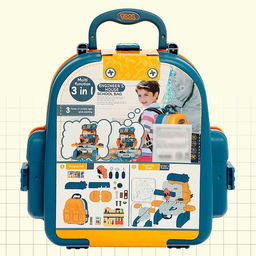 Игровой модуль детский 3 в 1 «Рюкзачок», верстак с инструментами, 23 элемента