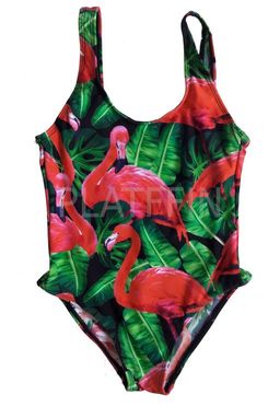 9811 Купальник детский слитный "Красные фламинго"