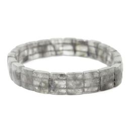 Волосатик (рутиловый кварц) серый 12мм, браслет Квадро 20см