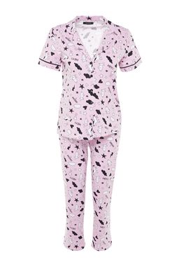 Trendyolmilla Ac?k Pembe %100 Pamuklu Eglence Desenli Biyeli Orme Pijama Tak?m? THMSS19IP0037 фото 7
