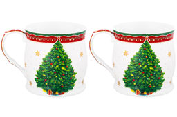 Набор 2 кружек 300 мл 11,5*8,5*8,5 см Новогодняя елка красный узор, NEW BONE CHINA - Elan gallery фото 10