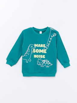 Bisiklet Yaka Uzun Kollu Bask?l? Erkek Bebek Sweatshirt