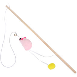 Цена за 6 шт. Игрушка - дразнилка на палочке "ЦапЦап", мышка с колокольчиком, цвет розовый, 40*70см ( пакет с подвесом)