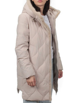 310 BEIGE Пальто зимнее стеганое женское (200 гр. холлофайбер, натуральная норка) - Fashion фото 6