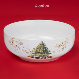 Салатник новогодний Доляна «Волшебное дерево», 580 мл, 15.5×6 см, фарфор, цвет белый