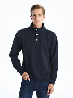 Dik Yaka Uzun Kollu Erkek Kal?n Sweatshirt