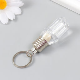 Цена за 12 шт. Фонарик - брелок для ключей на кольце «Прозрачная лампа дуги», мигает, 2.5×6 см