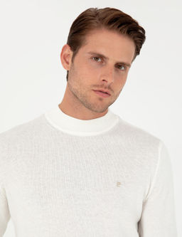 Ekru Slim Fit Yar_m Bal_k__ Yaka Basic Triko Kazak - Pierre cardin фото 2
