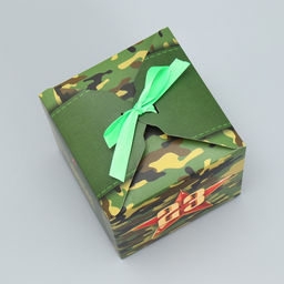 Цена за 2 шт. Коробка подарочная складная, упаковка, С 23 февраля, камуфляж, 12 х 12 х 12 см - Дарите счастье фото 3