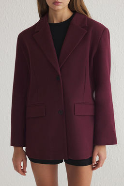Trendyolmilla Bordo Yumusak Dokulu Regular K?sa Kaban TWOSS25KB00000  фото 8