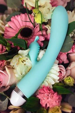 Вибратор с клиторальным стимулятором Flovetta by Toyfa Iris, силикон, голубой, 22 см  фото 14