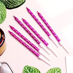 Свечи в торт витые с подставкой, 6 шт, 11 см, фиолетовый - Страна карнавалия фото 4