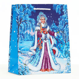Пакет подарочный новогодний ламинированный «Снегурочка», 18×22.3×10 см