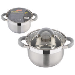 Кастрюля Felicita 2,9л.,из нерж.стали , с. кр. из жаропр.стекла 18*11,5см арт. 009387