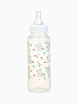 Бутылочка для кормления Крошка Я Basic «Медвежонок», классическое горло, от 3 мес., 250 мл., белый/бирюзовый