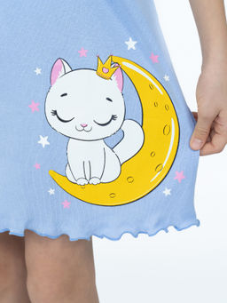 Сорочка для девочки голубая/кошка 818 (152, 80)