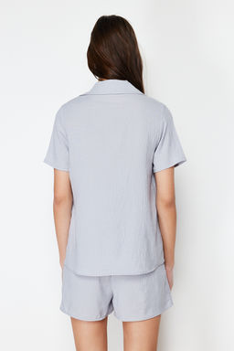 Trendyolmilla Gri Ay?c?kl? Sortlu Dokuma Pijama Tak?m? THMSS24PT00065 фото 6