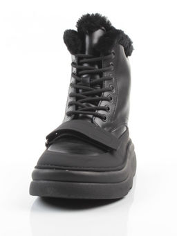 04-PAJ76-1Z BLACK Ботинки зимние женские (натуральная кожа, натуральный мех, 100% шерсть)