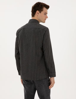 Antrasit _izgili Regular Fit Uzun Kollu G_mlek