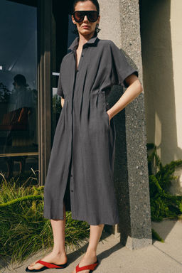 VESTIDO CAMISERO ZW COLLECTION / Gris - Zara фото 7