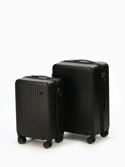 Чемодан на колёсах маленький 44 л (S), на молнии, кодовый замок, 4 колеса, чёрный