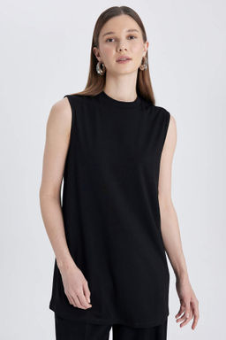 Regular Fit Bisiklet Yaka Kolsuz Basic Duz Tunik - Defacto фото 4
