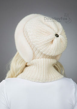 шапка Ника норка трикотаж жемчуг - Davidovfox фото 4