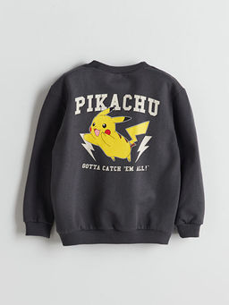 Bisiklet Yaka Pikachu Bask?l? Erkek ?ocuk Sweatshirt