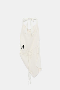 TOP SATINADO HALTER ASIM?TRICO / Blanco roto