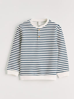 Bisiklet Yaka ?izgili Erkek ?ocuk Sweatshirt