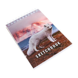 Скетчбук А6, 60 листов на гребне по короткой стороне Песец, обложка мелованный картон, твёрдая подложка, блок 100 г/м - Calligrata фото 2