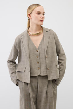 ЕВТ 3336/кремовый,клетка глен жакет жен