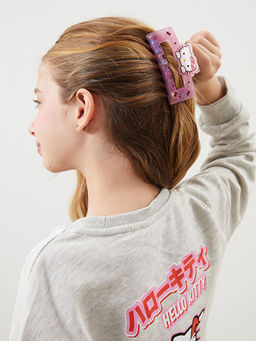 Bisiklet Yaka Hello Kitty Bask?l? K?z ?ocuk Sweatshirt