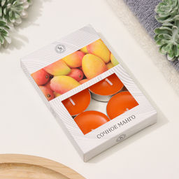 Цена за 2 шт. Набор свечей ароматических чайных «Сочное манго», в подарочной коробке, 6 шт.