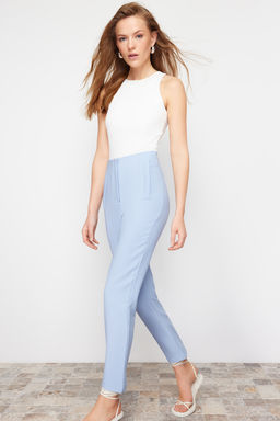 TRENDYOLMILLA Siyah Cigarette Kal?p Pensli Yuksek Bel Bilek Boy Dokuma Kumas Pantolon TWOSS20PL0515  фото 18