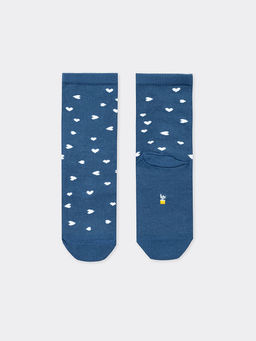 Цена за 5 пар! Высокие детские носки в оттенке кэмел с рисунком в виде сердечек - Mark formelle фото 7