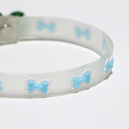 Ошейник Косточки, 28 х 1 см, ОШ 18-24 см, прозрачный/голубой - Пижон фото 4